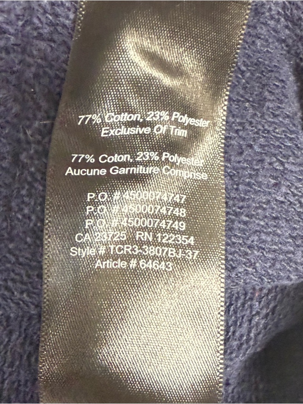 Aritzia TNA Navy Blue Crewneck Hoodie with White 'Tra/84' Logo Size S - Picture 9 of 9